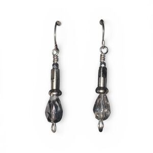 Silver and Clear Handmade Teardrop Earrings